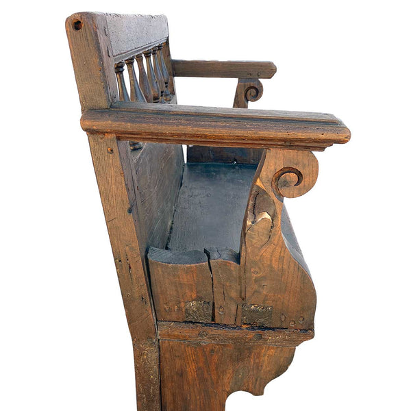 Small French Louis XIV Walnut Hallway Upholstered Seat Bench