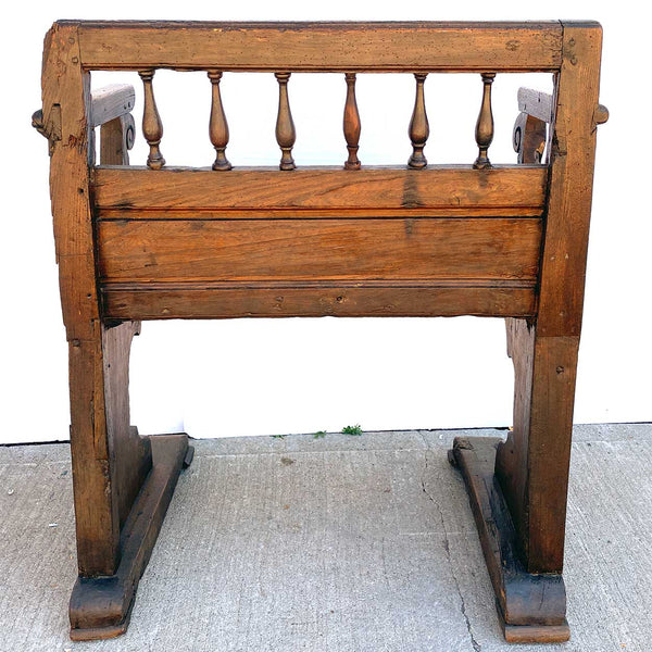 Small French Louis XIV Walnut Hallway Upholstered Seat Bench