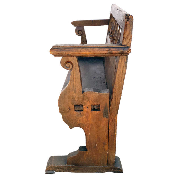 Small French Louis XIV Walnut Hallway Upholstered Seat Bench