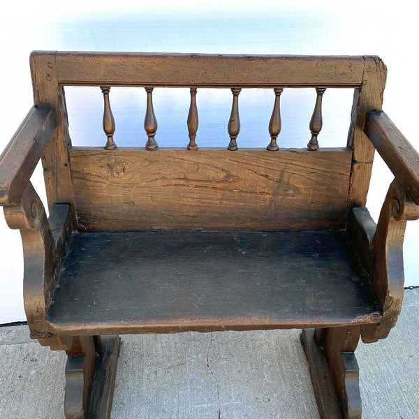 Small French Louis XIV Walnut Hallway Upholstered Seat Bench