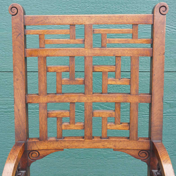 English Blyth & Sons Aesthetic Movement Mahogany and Leather Side Chair