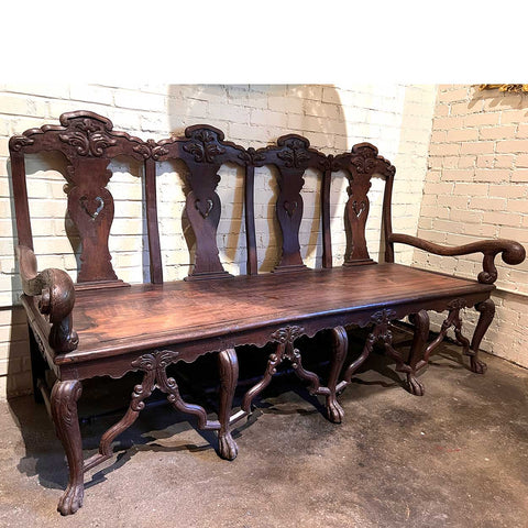 Large Indo-Portuguese Queen Anne Rosewood Four-Seat Settee