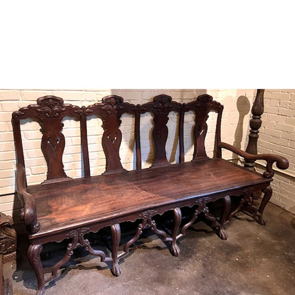 Large Indo-Portuguese Queen Anne Rosewood Four-Seat Settee