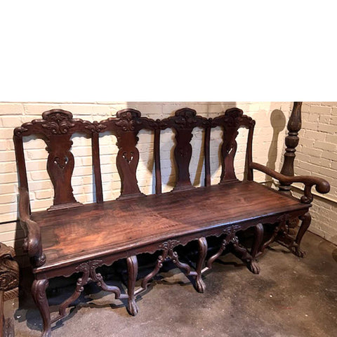 Large Indo-Portuguese Queen Anne Rosewood Four-Seat Settee