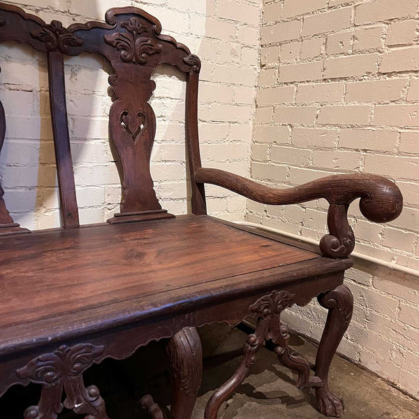 Large Indo-Portuguese Queen Anne Rosewood Four-Seat Settee