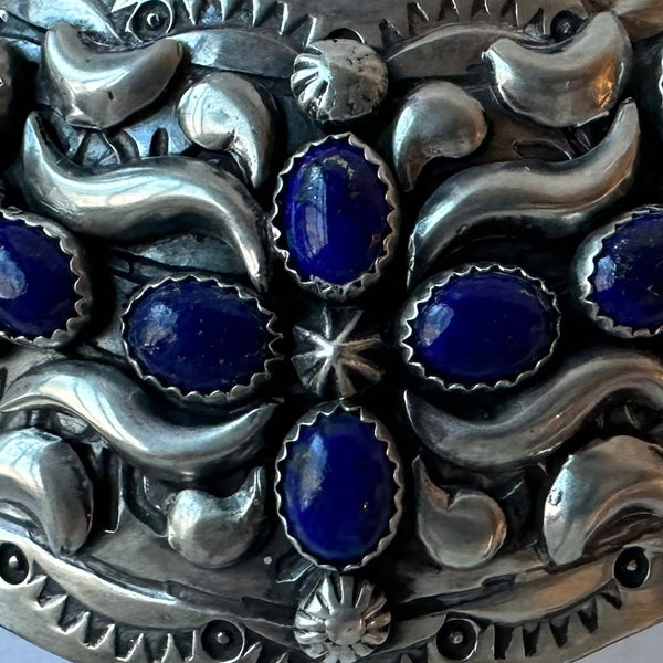 Native American Marcella James Navajo Sterling Silver and Lapis Cuff Bracelet