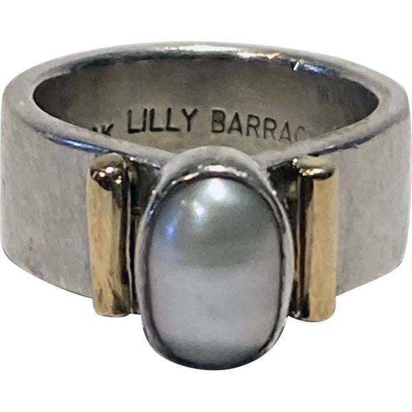 American LILLY BARRACK 14K Yellow Gold, Sterling Silver and Pearl Ring