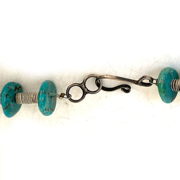 Very Long Vintage Native American Turquoise and Heishi Necklace