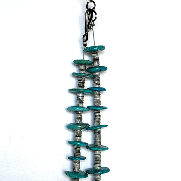 Very Long Vintage Native American Turquoise and Heishi Necklace