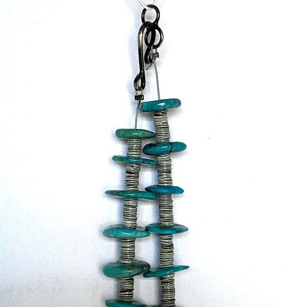 Very Long Vintage Native American Turquoise and Heishi Necklace