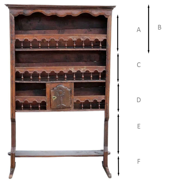 French Provincial Chestnut, Pine and Walnut Plate Rack (Vaisselier Egouttoir)