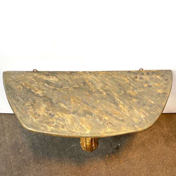 Small Italian Gilt Pine Wall Mount Console Table / Bracket Shelf