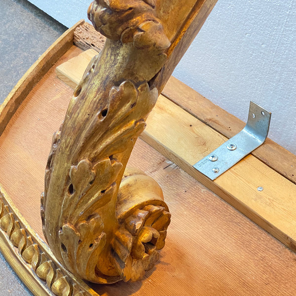 Small Italian Gilt Pine Wall Mount Console Table / Bracket Shelf
