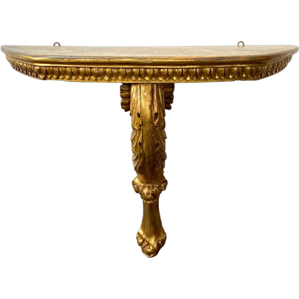 Small Italian Gilt Pine Wall Mount Console Table / Bracket Shelf