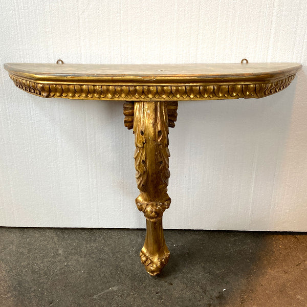 Small Italian Gilt Pine Wall Mount Console Table / Bracket Shelf