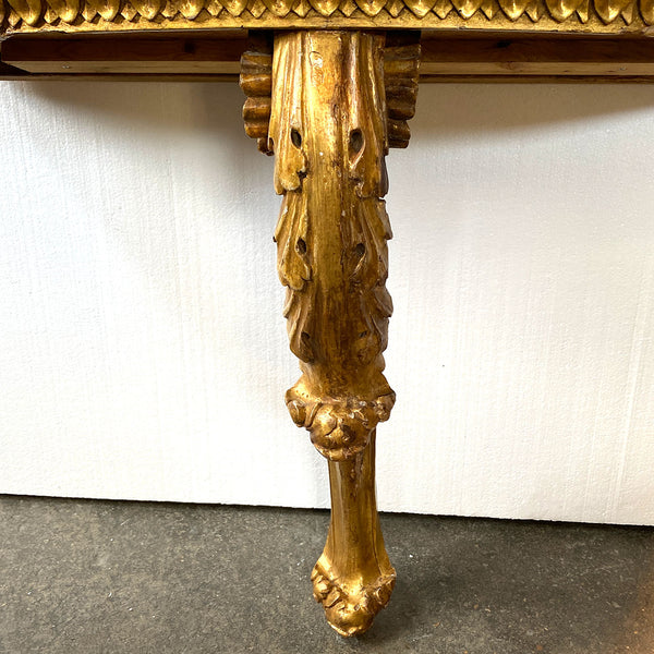 Small Italian Gilt Pine Wall Mount Console Table / Bracket Shelf