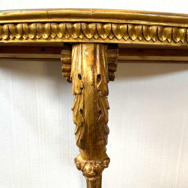 Small Italian Gilt Pine Wall Mount Console Table / Bracket Shelf