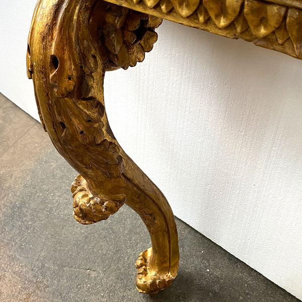 Small Italian Gilt Pine Wall Mount Console Table / Bracket Shelf