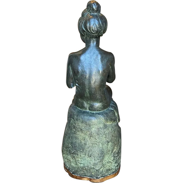 CARLO DE VEROLI Chiurazzi Foundry Patinated Bronze Sculpture, Girl with Fruit