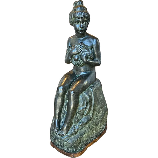 CARLO DE VEROLI Chiurazzi Foundry Patinated Bronze Sculpture, Girl with Fruit