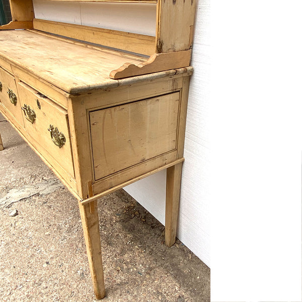 English Georgian Pine Welsh Dresser and Rack