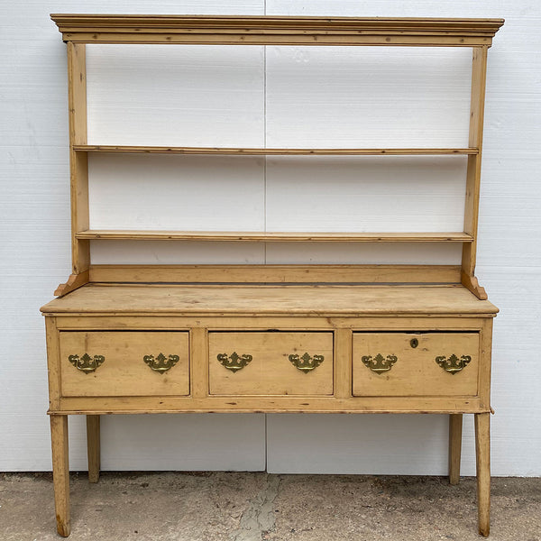 English Georgian Pine Welsh Dresser and Rack