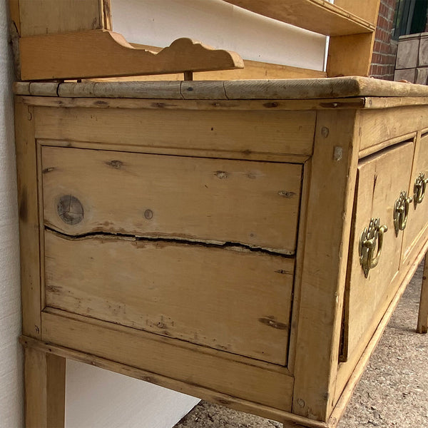 English Georgian Pine Welsh Dresser and Rack