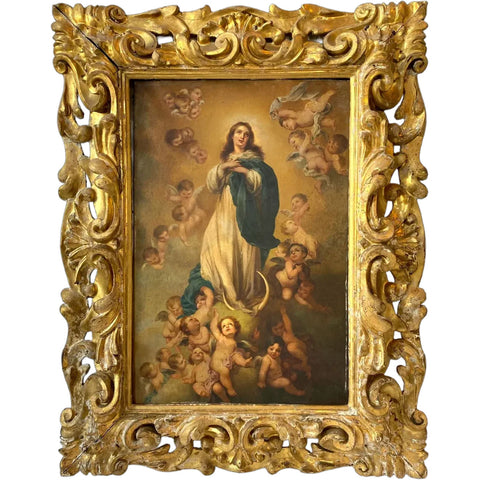 CARLO SCHWICKER Oil on Canvas Painting, The Immaculate Conception after Murillo