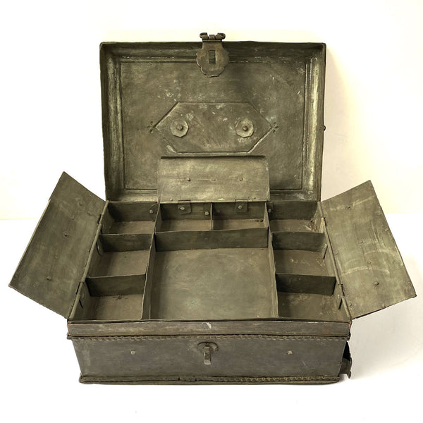 Anglo Indian Georgian Campaign Patinated Brass Desk Box
