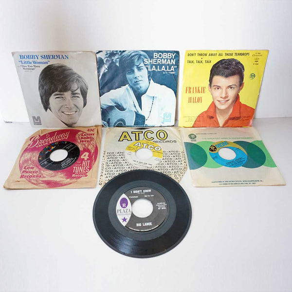 Collection of 44 Vintage Vinyl Music Records 45 RPM