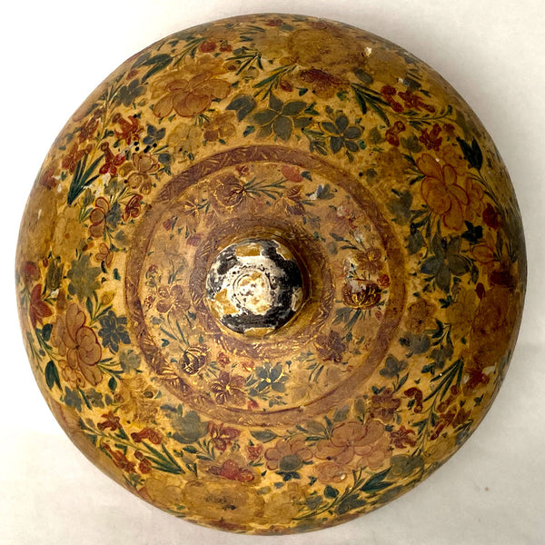 Indian Kashmiri Gilt Hand Painted Papier Mache Powder Jar