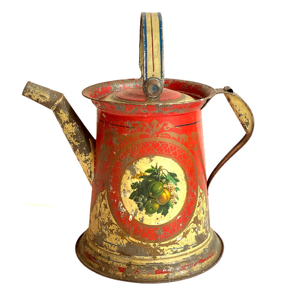 American Victorian Painted Tole Garden Watering Can