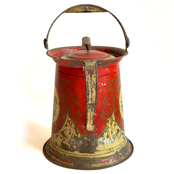 American Victorian Painted Tole Garden Watering Can