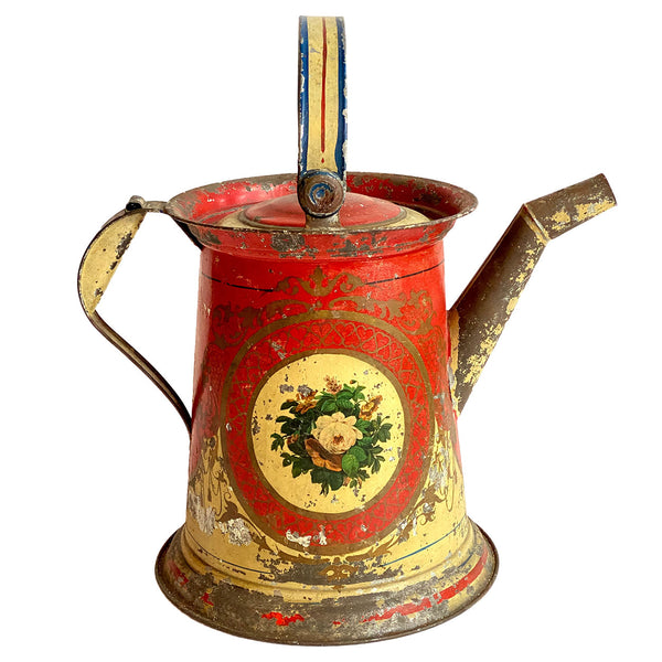 American Victorian Painted Tole Garden Watering Can