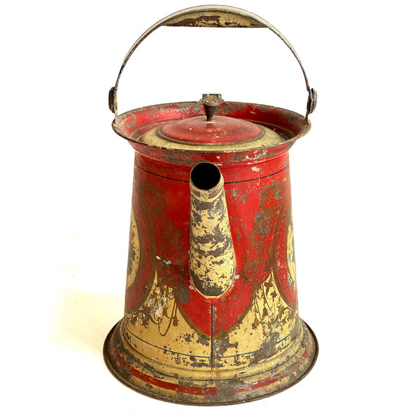 American Victorian Painted Tole Garden Watering Can