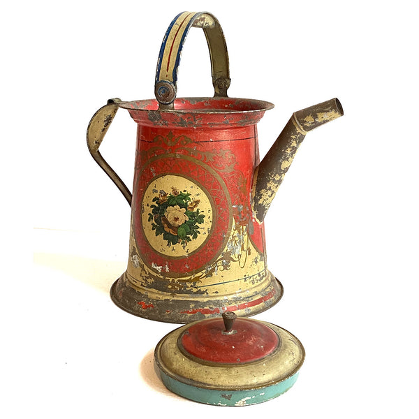 American Victorian Painted Tole Garden Watering Can