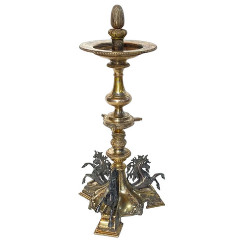 English Baroque Revival Gilt Silverplate and Brass Elibank Armorial Epergne Stand Base