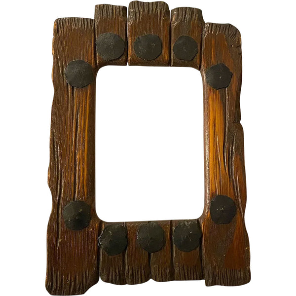 American Arts and Crafts Hickory Wood and Rosehead Nail Frame