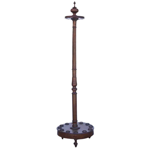 English Victorian Walnut Billiards 12-Pool Cue Floor Stand