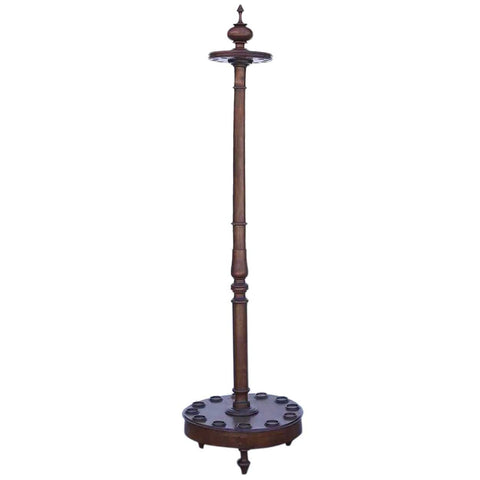 English Victorian Walnut Billiards 12-Pool Cue Floor Stand