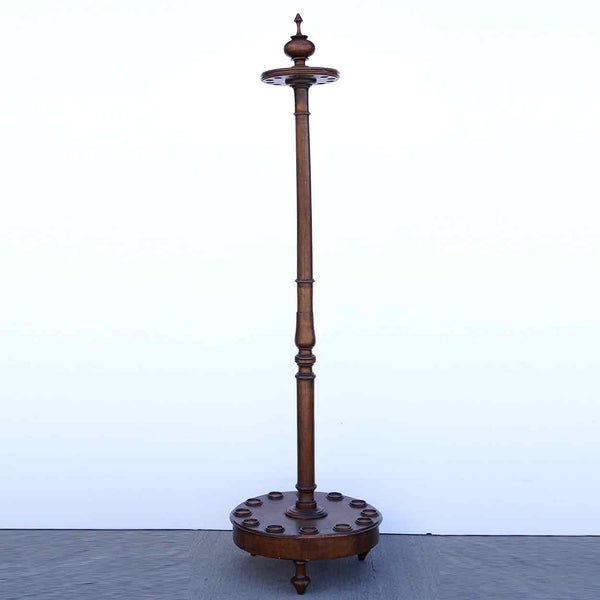 English Victorian Walnut Billiards 12-Pool Cue Floor Stand