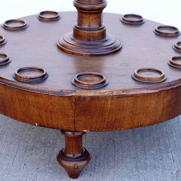 English Victorian Walnut Billiards 12-Pool Cue Floor Stand