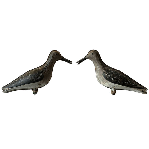 Pair American New England Painted Tin Shore Bird Decoys