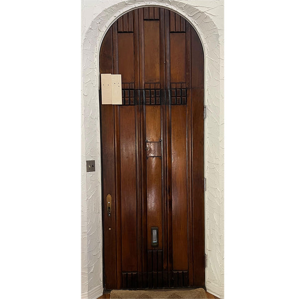 American Denver Painted Pine and Iron Single Arched Historic G.S. JAKA Mansion Door