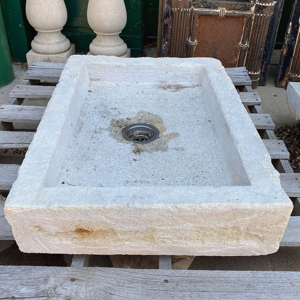 French Provincial Carved Rectangular Limestone Sink Basin