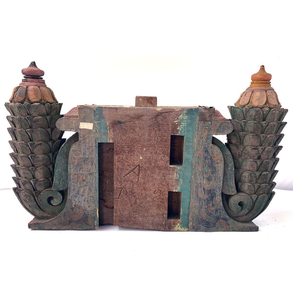 Pair of South Indian Painted Teak Architectural Fragments