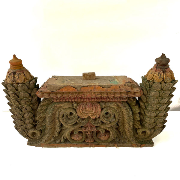 Pair of South Indian Painted Teak Architectural Fragments