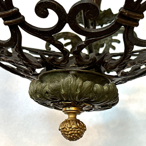 Large French Renaissance Revival Cast Bronze Six-Light Chandelier