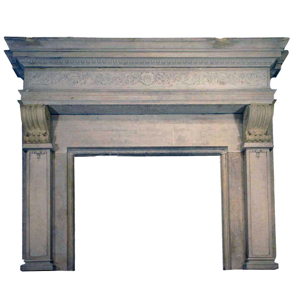 Large French Renaissance Style Marble Lafayette Hughes Mansion Fireplace Surround