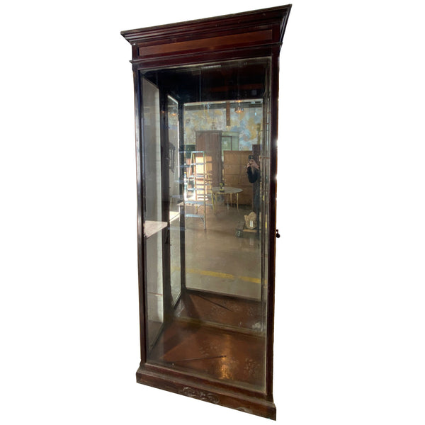 Anglo Indian Teak Mirrored and Beveled Glass Tall 40-inch Palace Display Cabinet